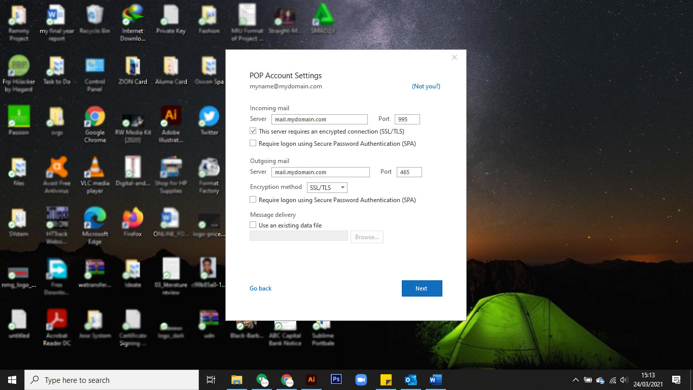 Howto configure Microsoft Outlook 2016